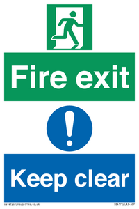 Fire exit Keep clear dual sign